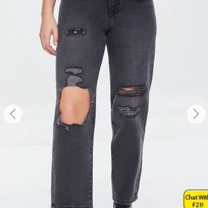 Forever 21 Distressed Straight Leg Jeans